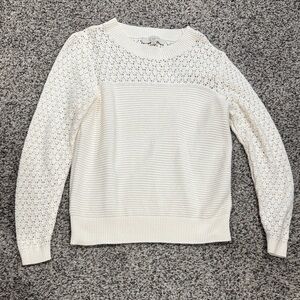 LOFT Cream Knit Sweater, Small